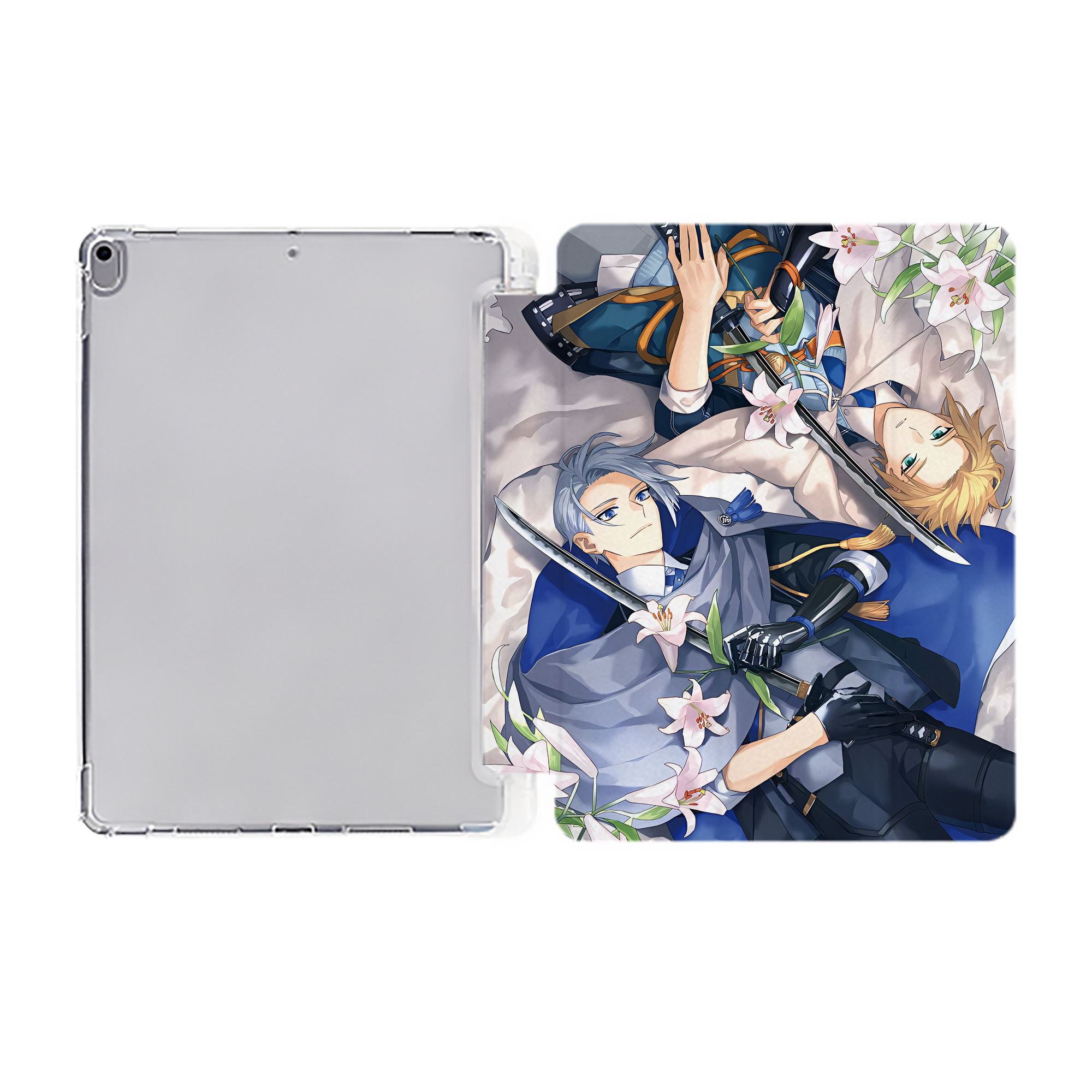 （画像用） 刀剣乱舞 Touken Ranbu IPad ケース ペン収納付き 三つ折りスタンド PUレザー×シリコン 対応機種9.5/10.5/10.9インチ